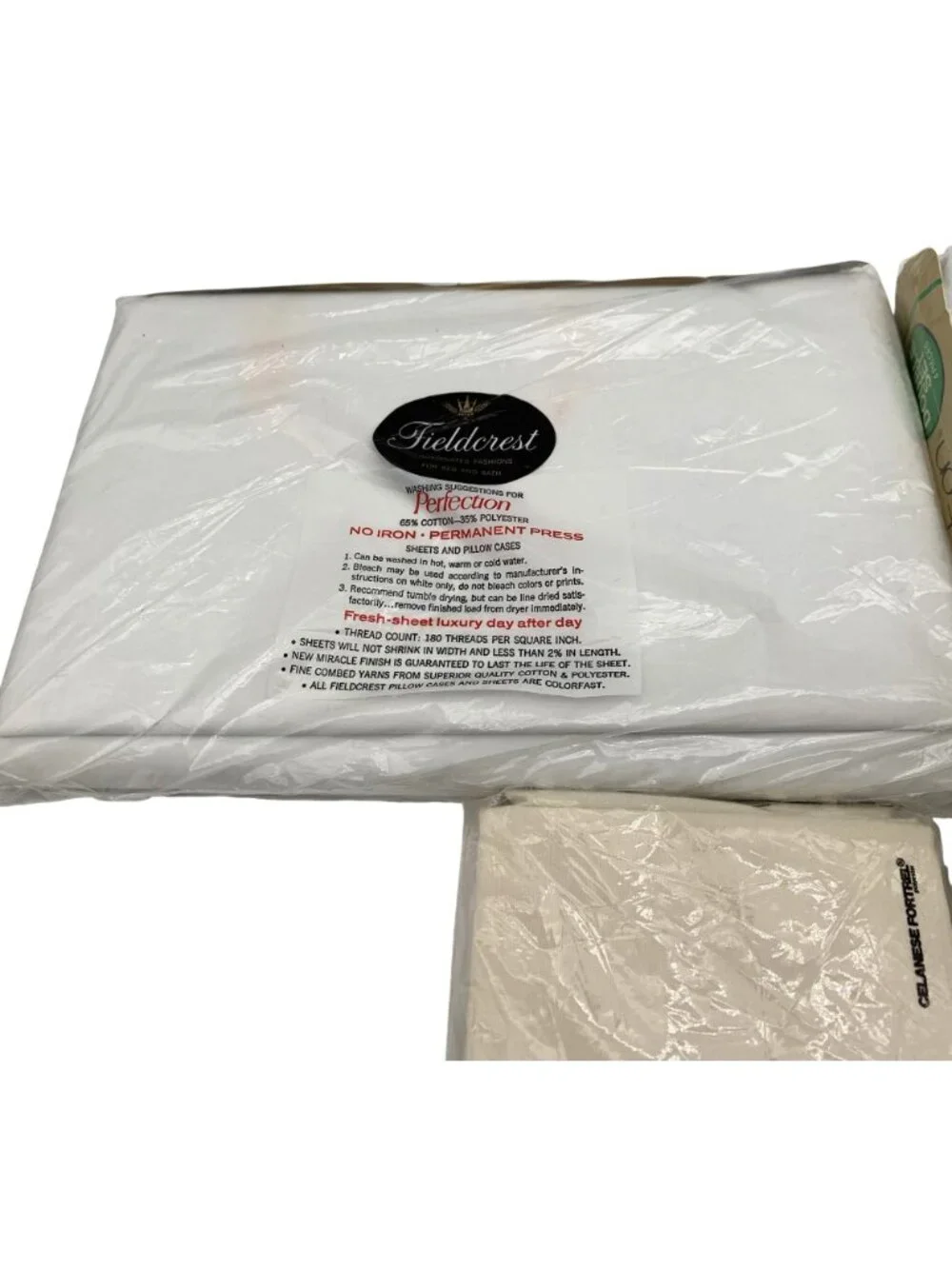 Vintage Fieldcrest Springmaid No-Iron Sheets Pillowcases Full Double White